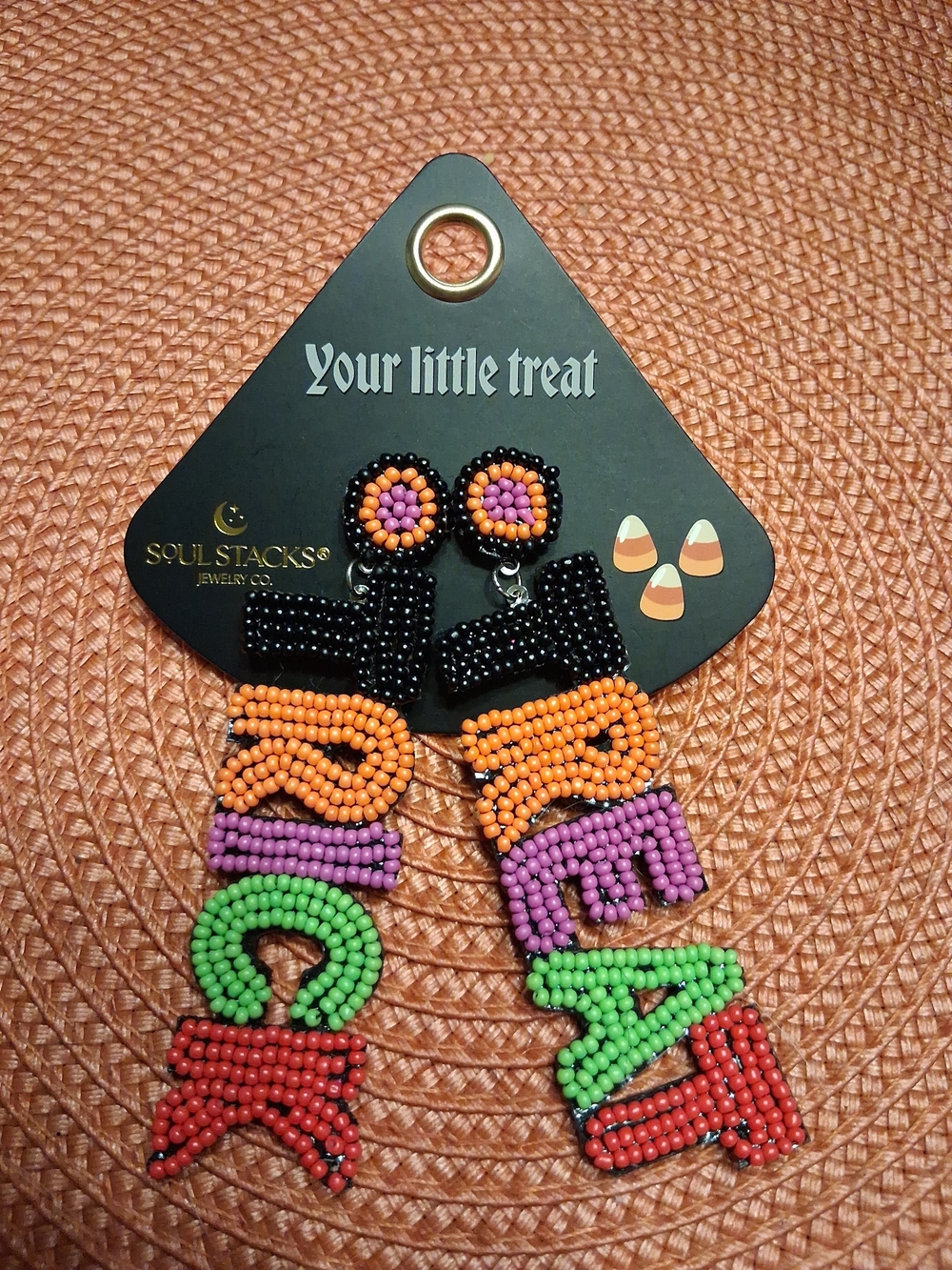 Soul Stacks Jewelry Co. Spooky Season Trick Treat Beaded Statement Earrings NWT